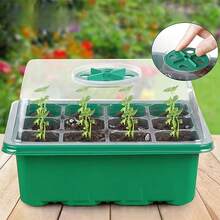 Hộp ươm cây 6/12 ô - Trạm ươm cây mini bằng nhựa có nắp thông gió và tấm giữ ẩm, không cần điện, lý tưởng cho cây mọng nước, hoa, trái cây, rau củ, dụng cụ làm vườn, chăm sóc bãi cỏ, ươm cây con, nhân giống cây mọng nước. - 6 tế bào - Xem 2