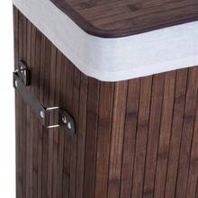 Laundry Basket With Lid, 72L, Foldable Laundry Hamper, Washable Laundry Bag Made Of Bamboo With Handles, Dark Brown, 40x30x60cm - View 8