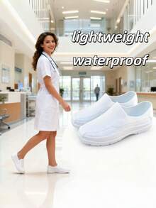 New Waterproof Food Service Shoes, Outdoor Slip-Resistant Work Shoes, Lightweight, Slip-On, Rainy Day Shoes - White - View 3