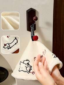 1条卡通图案挂式手巾，适用于厨房和浴室 - 白色 - 查看 2