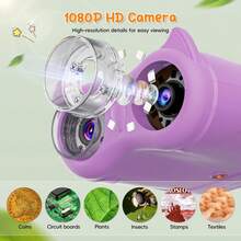 2-In-1 Kids Microscope Telescope, 2.0" 1000X Digital Microscope For Kids, HD Portable Education Telescope For Kids Birthday Festival Gift, Science Fun Toys For Children Age 4-12 Purple - Purple - View 5