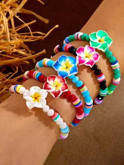 1条时尚百搭多巴胺渐变色串珠手链，男女皆宜，适合日常佩戴、旅行和度假，精美礼品，沙滩装扮，夏季配饰