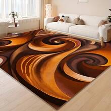 Abstract Swirl Pattern Carpet, Featuring Brown And Orange As The Main Colors, Is Machine Washable, Soft, Lightweight, And Suitable For Bedrooms, Living Rooms, Offices, Indoor Playrooms. It Is As Soft As A Gentle Caress, Suitable For Christmas, Halloween, Thanksgiving, Father's Day, Mother's Day, Graduation Season, Independence Day, And Day Of The Dead - 簡約款 - 查看 6
