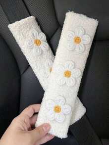 1pc/2pcs Embroidered Flower Car Seat Belt Covers, Soft Protective Shoulder Pads, Female Goddess Car Interior Decor - A - View 8