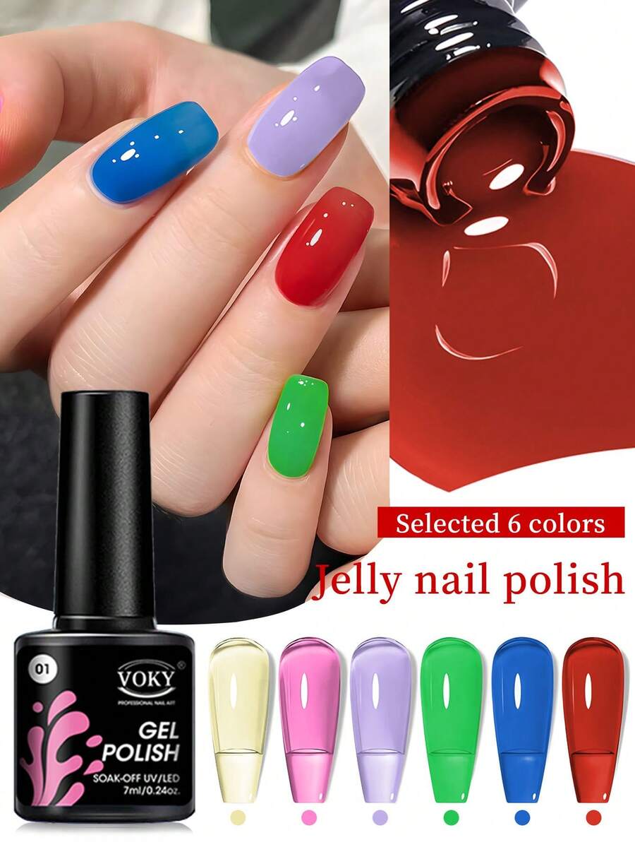 VOKY 1瓶装凝胶指甲油 - 亮面和哑光面封层，DIY美甲入门套装，女士礼物 - 彩色 - 查看 1
