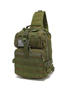 Extra Large Capacity Shoulder Chest Bag With Fixed Strap Buckle, MOLLE Webbing System For Attaching Accessories, Wide & Breathable Mesh Shoulder Strap - Multicolor - View 14