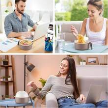 MEACOLIA 50 Oz Large Ramen Bowl, Microwave Ramen Cooker, Noodle Pasta Cooker With Lid And Strainer, Steamer For Vegetables, College Dorm Essentials For Girls Guys (Beige) - ColorA - 查看 7