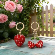 Móc khóa hình quả dâu tây đính đầy kim cương tinh xảo, chất liệu hợp kim, món quà lý tưởng cho Ngày của Mẹ. - Nhiều màu - Xem 6