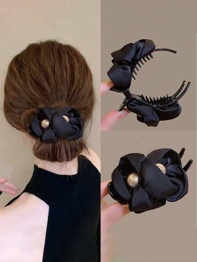 1个花苞珍珠发爪夹，适合日常通勤，优雅女士发饰