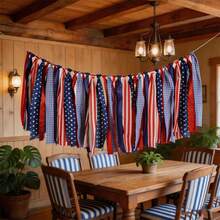 4th Of July Ribbon Banner Red White Blue Decorations, Patriotic Tinsel Garland For Mantel Wall Window And More - 五彩繽紛 - 查看 1