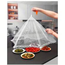 Plus Size Thick Mesh Dining Table Cover, Portable Dust-Proof Kitchen Supplies With Elegant Lace Trim, Perfect For Outdoor BBQ And Family Gatherings, Durable Net Cover - Multicolor - View 4