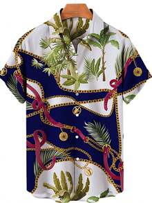 Golden Floral Compass Pattern Radiates Symmetry Symbolizing Direction Wisdom And Elegance For Confident Style 3D Printed Mens Short Sleeve Button Down Shirt - A508D-aT22874 - View 3