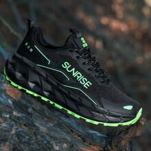 Zapatillas de moda casual para hombres, adecuadas para correr en carretera durante todo el año, zapatos transpirables para trotar por la calle, ligeros y cómodos para uso en exteriores - Negro - Ver 7