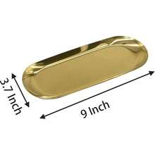 1个椭圆形首饰托盘，也可作甜点托盘、烧烤托盘或餐盘，采用金色不锈钢材质，适合家居首饰展示，可作为复活节、母亲节、生日礼物。 - 彩色 - 查看 9
