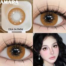 AMARA 1副彩色隐形眼镜，自然妆效，棕色镜片，灰色镜片，蓝色镜片，美瞳，绿色隐形眼镜，放大双眼，大直径美瞳 - BEAUTYEYE-BROWN - 查看 2