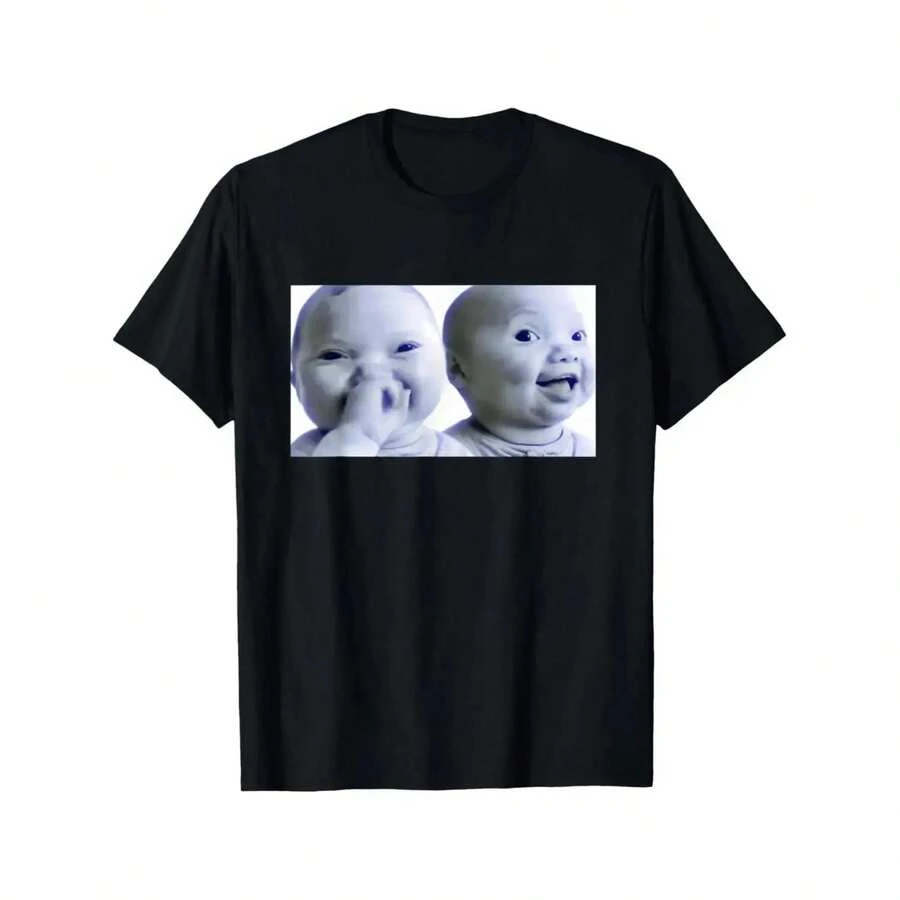 Funny T-Shirt With Smiling AI Baby Meme - Black-4 - View 1