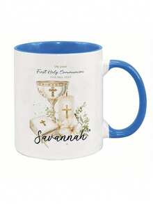 Customized Personalized Text Religious Communion Mug, White Ceramic Communion Coffee Cup, Religious Theme, Unisex Unique Gift, Thanksgiving Gift, Holiday Gift, Religious Theme Mug - Multicolor - View 6