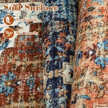 WWohnzimmer Teppich Retro Floral , Abriebfest, Rutschfest, Maschinenwaschbar, Weich und Pflegeleicht, Geeignet für Schlafzimmer, Esszimmer, Arbeitszimmer, Büro und Mehrzweckräume, Modische Raumdekorat - Orange - Übersicht 7