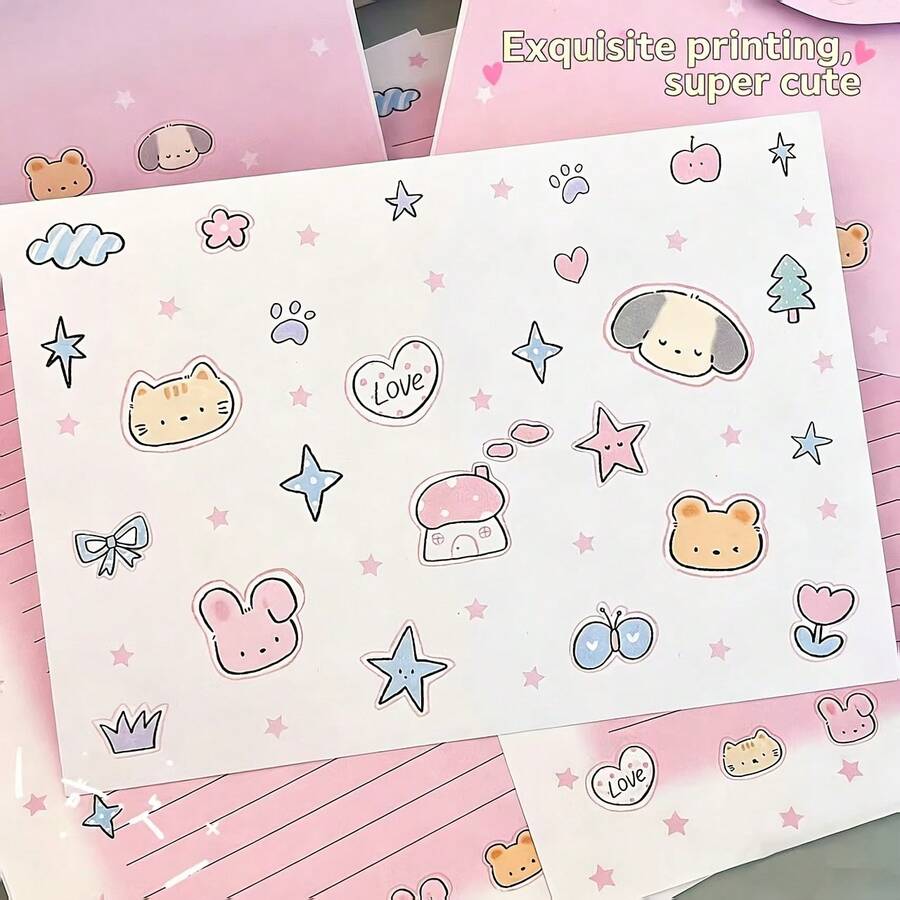 Envelope + Stationery Set, Cute Girly High-Quality Handwritten Greeting Cards - Set - View 1