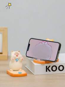 1pc Cute Cat Shaped Phone Holder, Cartoon Decor Suitable For Student Dorm, Bedside, Office Desk, Graduation Gift - Multicolor - View 6