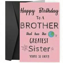 1 pieza Tarjeta de felicitación personalizada con sobre, Tarjeta de cumpleaños divertida de hermana a hermano, En blanco en el interior para personalizar, Mejor regalo - Multicolor - Ver 15