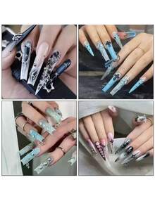 1 Box Assorted 3D Metal Nail Art Rivet Set, Punk Style Mini Metal Spikes Rivets, Cool Girl Rock Style Nail Decoration, DIY Nail Piercing Ring Decor Nail Supplies Nail Charms - Multicolor - View 5
