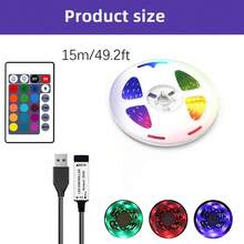 Dây đèn LED RGB, nguồn USB 5V, điều khiển từ xa 24 phím - Đèn đổi màu tạo không khí, thích hợp cho phòng ngủ, đèn nền TV, phòng chơi game, trang trí Halloween/Giáng sinh. - Nhiều màu - Xem 13