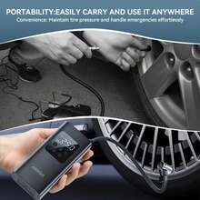 Bomba de aire portátil - Accesorios para automóvil, inflador de neumáticos/bomba de aire inteligente, con luz LED, diseño duradero, equipada con bomba de aire mini de inflado rápido DC12V/7.4V/11.1V 2000mah, adecuada para automóviles, motocicletas, bicicletas y pelotas - Negro - Ver 8