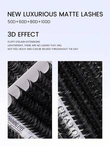640/624/60 Cluster False Eyelashes, Personal Eyelash Book, High Capacity False Eyelashes, 9-16mm Mixed Length Eyelash Set, Beginner DIY Home Eyelash Extension Kit, Eyelash Cluster, Personal False Eyelashes, Suitable For Daily Commute, Dates, Music Festivals, Enlarges Eyes - D - View 4