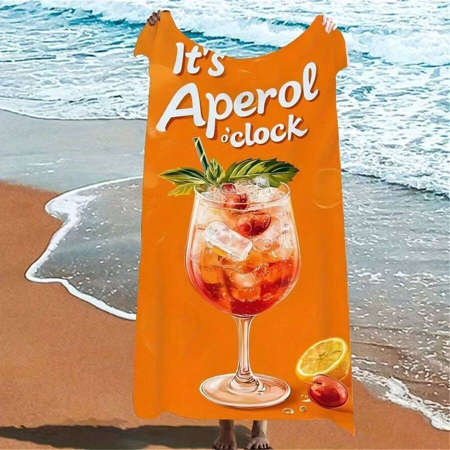 1 chiếc khăn tắm biển in hình cocktail Aperol Spritz, in phẳng, nhẹ, mềm, nhanh khô, có thể giặt máy, chống cát và nắng, thích hợp cho kỳ nghỉ hè, du lịch, hồ bơi, cắm trại và dã ngoại. - 3 - Xem 1