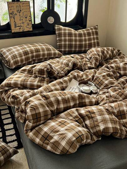 3pcs Polyester Minimalist Retro Printed Bedding Set, Suitable For Boys/Girls Dorm, Zipper Closure, All Season, Soft & Breathable, Fit For Dorm Bed, Single Bed, Double Bed, King Size Bed, Machine Washable (1 Duvet Cover, 2 Pillow Shams, No Filler)