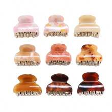 迷你醋酸纤维发爪夹，女士适用，小巧防滑，适合半扎发，复古玳瑁发夹，可爱发饰，夏季海滩度假发夹，假日旅行 - 彩色 - 查看 5