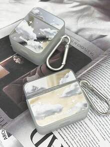 1 hộp đựng tai nghe hình vuông, mạ bạc, hình đám mây, có móc tai, tương thích với tai nghe Bluetooth không dây Apple 1/2/3, Pro/Pro2, chống rơi. - Nhiều màu - Xem 5