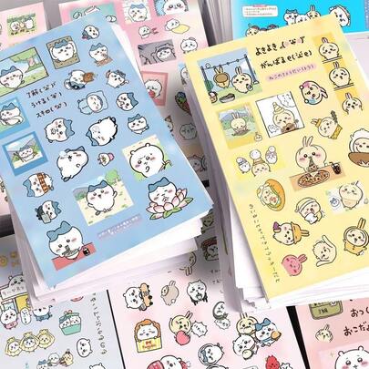 chiikawa 1 Set/8pcs Cute Cartoon Style Japanese Creative Sticker Decals, New Year Gift, Valentine's Day Gift, Easter Gift [Random Styles]