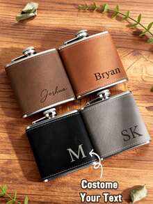 Petaca de cuero personalizada, regalo para padrinos de boda, mejor regalo para hombres, petaca de cuero, petaca para padrinos de boda grabada personalizada, petaca de boda, regalo para papá grabado, regalo para el novio, regalo para el novio, regalo para el esposo, regalo único para propuesta de padrino de boda y despedida de soltero, regalo para el Día del Padre, multifuncional, decorativa, reutilizable, refinada, de moda, de alta calidad, colorida, moderna, personalizada, única, crea una atmósfera cálida, decoración navideña, amor eterno - Multicolor - Ver 2