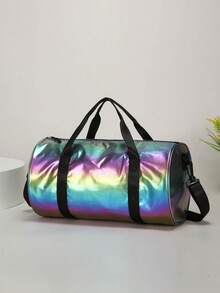 1 chiếc túi du lịch họa tiết hoạt hình, túi tập yoga/bơi lội dung tích lớn, túi tập gym có ngăn riêng biệt cho đồ khô và ướt, túi xách tay tập luyện. - Đen - Xem 3