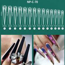 Stiletto Dual-Tone Nail Mold Set, 14 Sizes, Y2K Extension Poly Gel Modeling Gel, Salon & Home Use Tools, Transparent Storage Box For Easy Organization - Multicolor - View 6