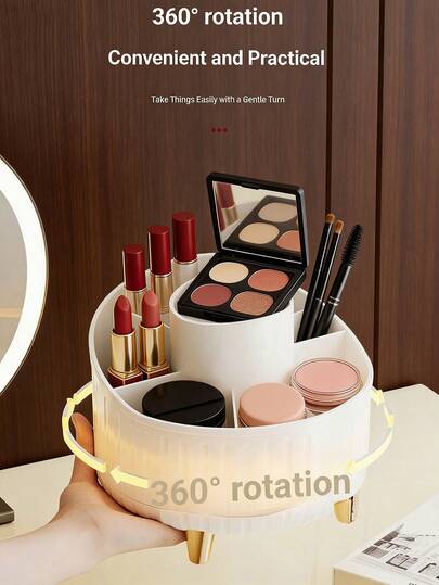 1 hộp đựng đồ trang điểm xoay 360 độ, hộp đựng cọ trang điểm đa chức năng, hộp đựng sơn móng tay, son môi, son bóng, tinh dầu, hộp đựng đồ dùng văn phòng phẩm dung tích lớn, hộp đựng điều khiển từ xa, quà tặng Ngày của Mẹ/Ngày lễ.