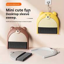 1 Set Lindo Mini Oso Escoba y Recogedor con Cepillo de Limpieza de Teclado - Perfecto para Escritorios, Mesas y Espacios Pequeños - 1 pieza marrón - Ver 12