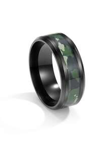 1 chiếc nhẫn thép không gỉ góc cạnh thời trang họa tiết rằn ri dành cho nam giới - nhẫn ngụy trang - Xem 8