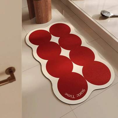 1 قطعة من بساط حمام أحمر مثالي مانع للانزلاق، بساط أرضية جديد لاحتفالات رأس السنة، بساط حمام مطاطي ناعم وماص للأبواب والأرضيات