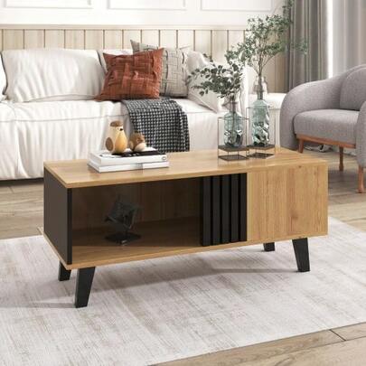 Ideal For The Living Room, This 100 X 60 X 45 Cm Coffee Table With A Colored Wood Grain And Black Design Features Drawers, Flexible Storage, And A Unique Look. [Previous Freight Number: Wf313223saa]