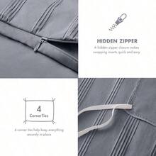 Striped Duvet Cover Set King, Modern Minimalist Bedding Set With Premium Jacquard Stripe, 3 Pieces Duvet Cover Reversible With Zipper Closure Corner Ties, Neutral - Blue/Grey + King - View 6