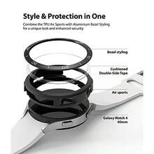 Ringke Air Sports + Bezel Styling Combo [11 - Black] Combinado Diseñado para Galaxy Watch 4 40mm Cover Accesorios - Negro 11 AL Negro - Ver 4