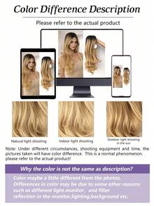 Tóc giả xoăn vàng ombre 22 inch có mái, tóc giả tổng hợp xoăn vàng ombre, kiểu dáng tự nhiên, phù hợp để đội hàng ngày cho phụ nữ. - Tóc vàng ombre - Xem 9