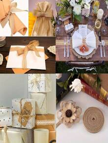 5 rollos de cinta de yute clásica, que miden 500 cm por 0,6 cm, perfecta para envolver regalos y agregar a la moda - A - Ver 4