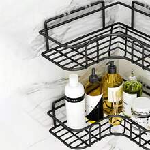 三角形铁艺浴室转角置物架，壁挂式厨房收纳架，免钻孔厨房整理架 - 彩色 - 查看 6