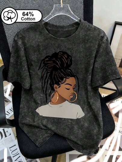 Tricouri casual pentru femei, de zi cu zi, mărimi mari, imprimeuri grafice, finisaj retro cu fulgi de zăpadă, potrivite pentru ținute în aer liber, îmbrăcăminte de vară, imprimeuri grafice negre pentru femei