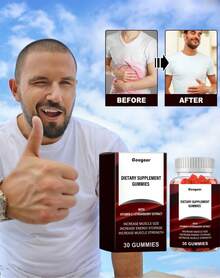 Googeer 30 Count Muscle Enhancement Gummies Dietary Supplement With Vitamin C And Strawberry Extract Boost Muscle Size Energy Storage And Strength Natural Chewable Workout Vitamins For Men And Women - - - View 11
