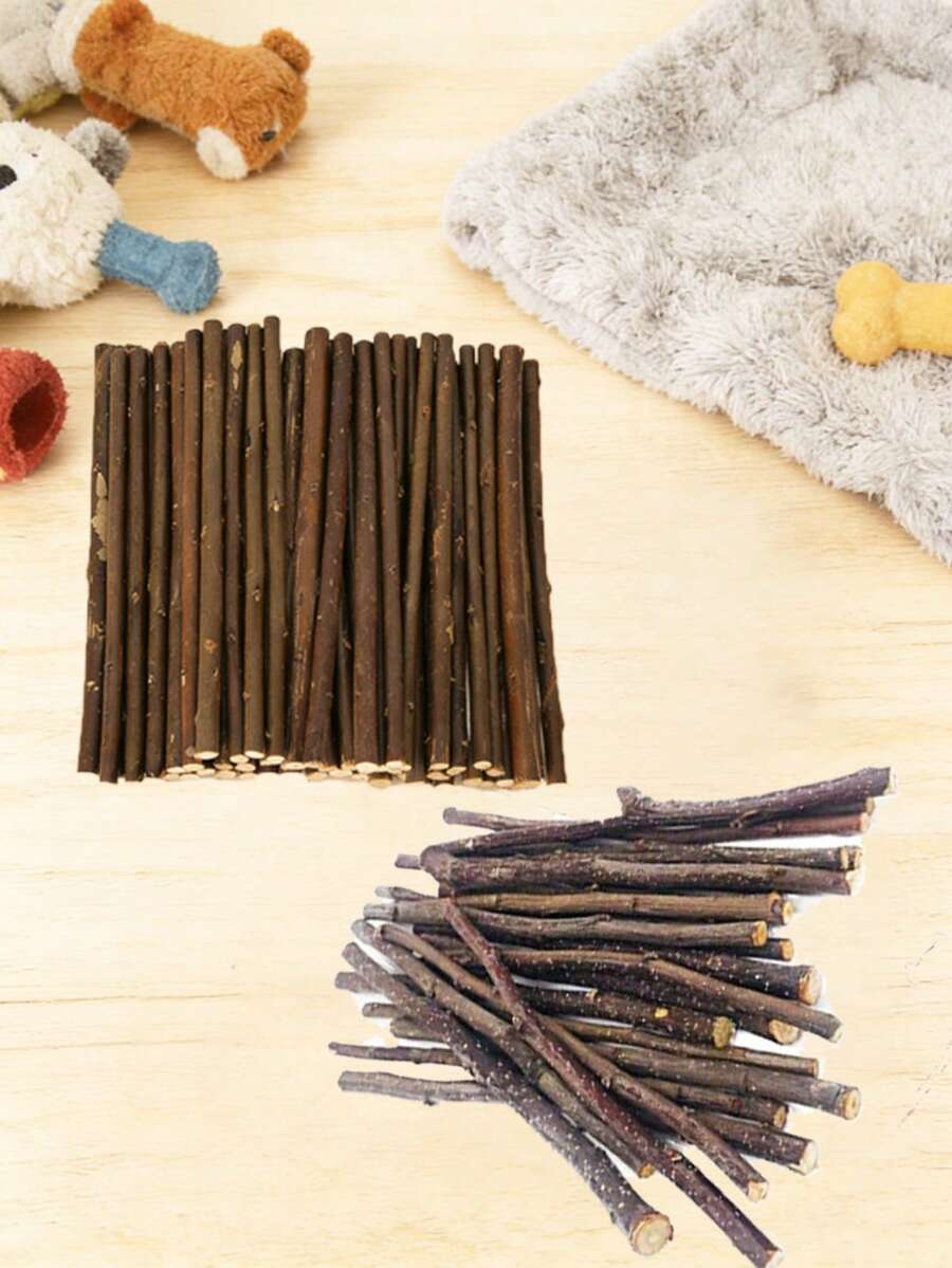 苹果木和柳木磨牙棒，仓鼠豚鼠兔子咀嚼玩具，木制啃咬玩具 - 查看 1